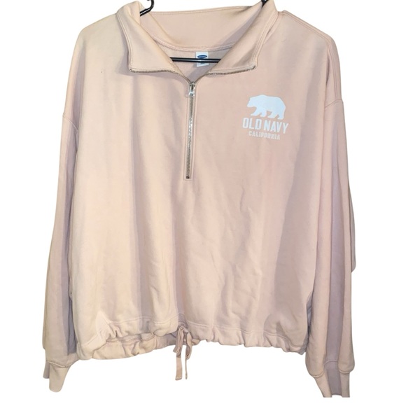 Old Navy Light Pink Pullover Sweater with Quarter-Zip and Elastic Hem - Picture 1 of 6